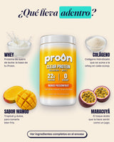 ¿Qué lleva adentro Proon? Whey, colágeno, sabor mango maracuyá